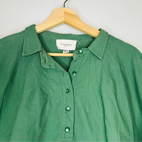 Tuckernuck Pomander Place Polly Shirt Dress 3X Green Mini Length High Low Hem - Picture 5 of 9